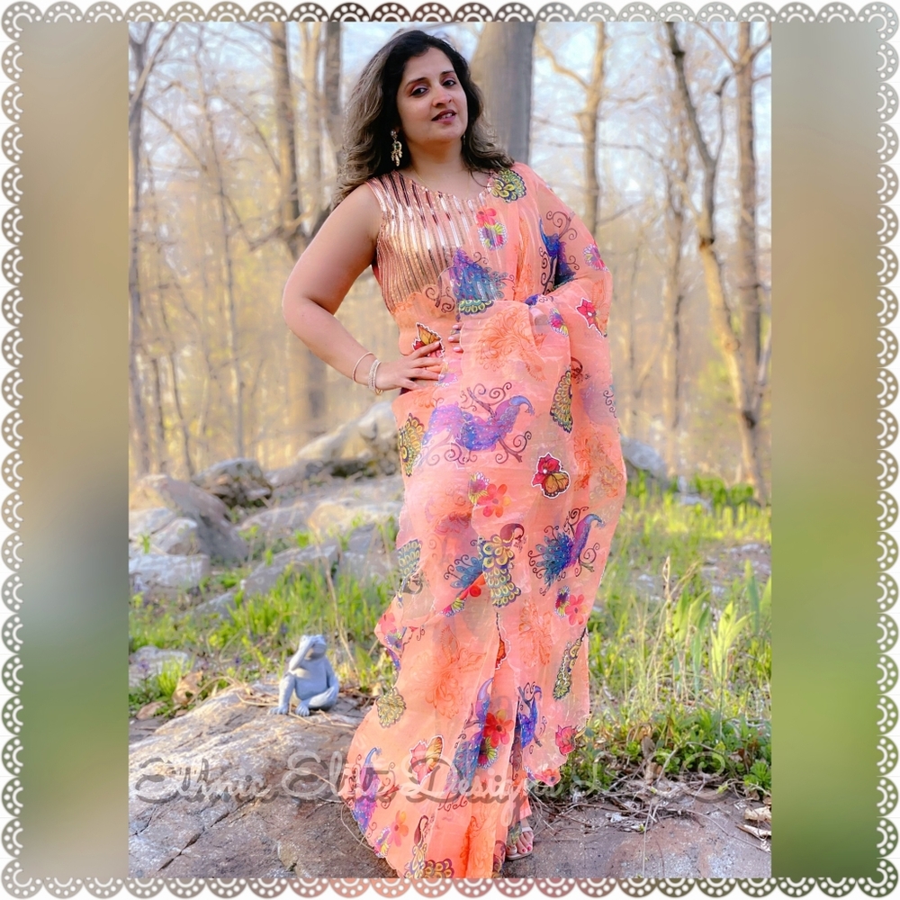 New orange ready to wear 1 minute prestitched saree